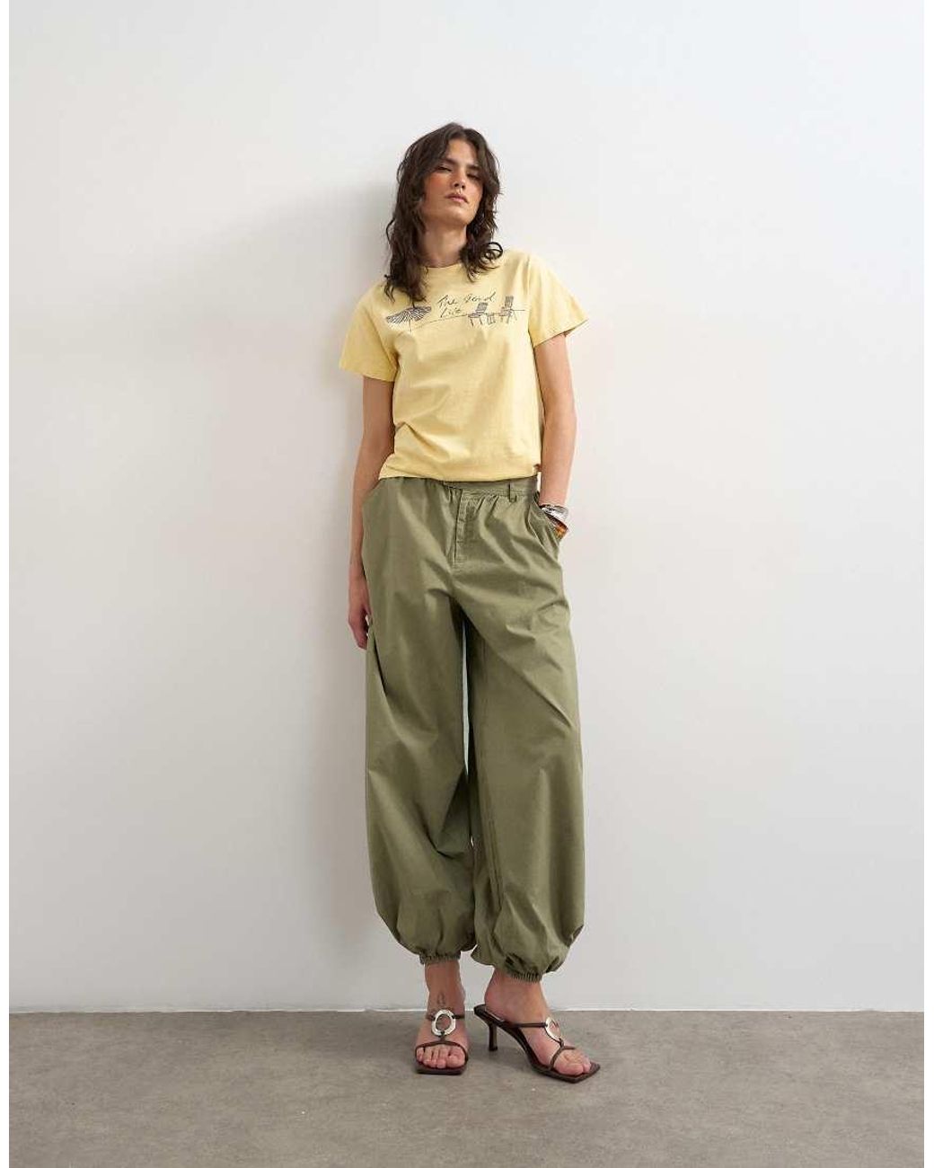 TOPSHOP Yellow 'the Good Life' Graphic Classic Tee