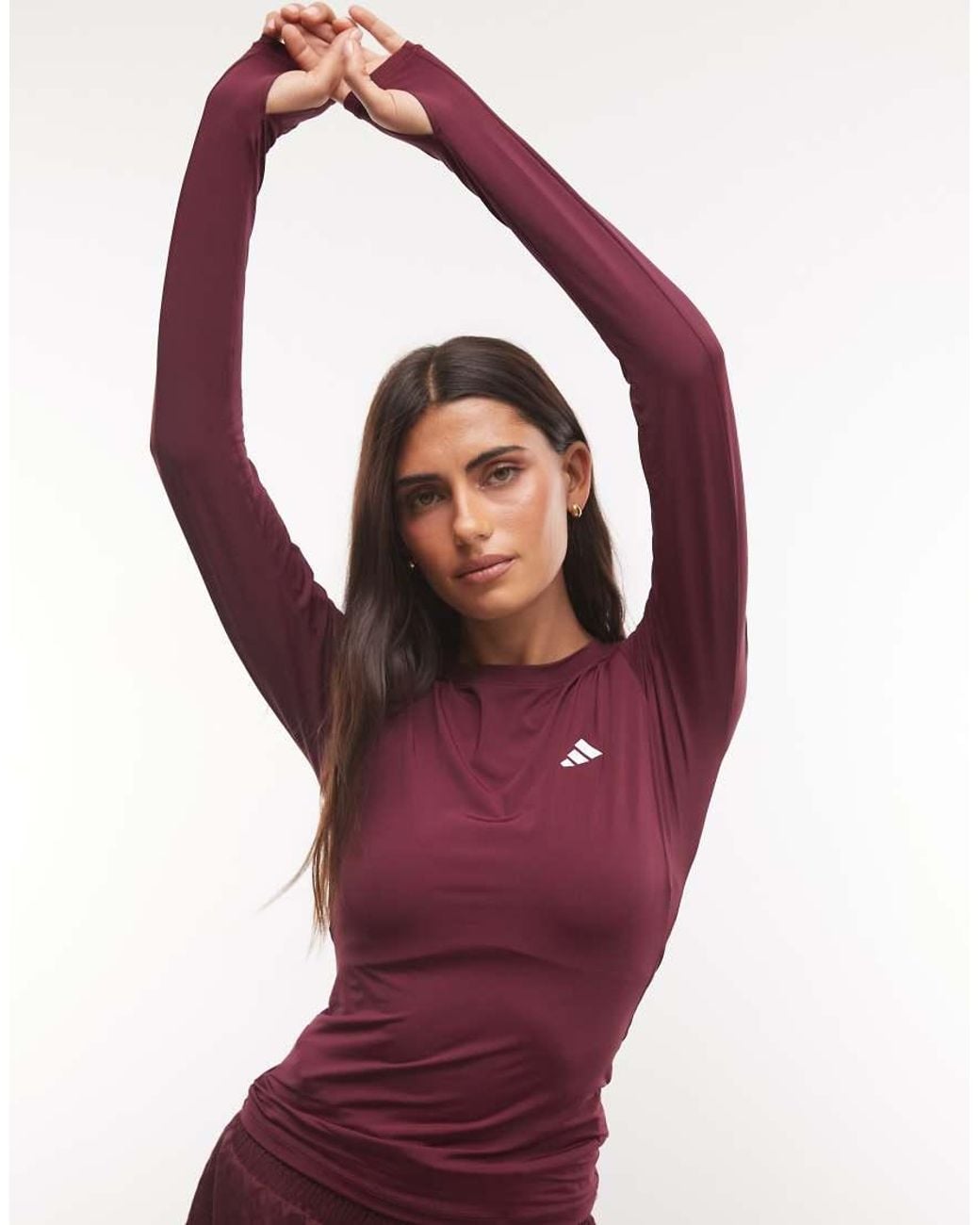 Adidas Originals Red Adidas Training Power Essentials Long Sleeve Top