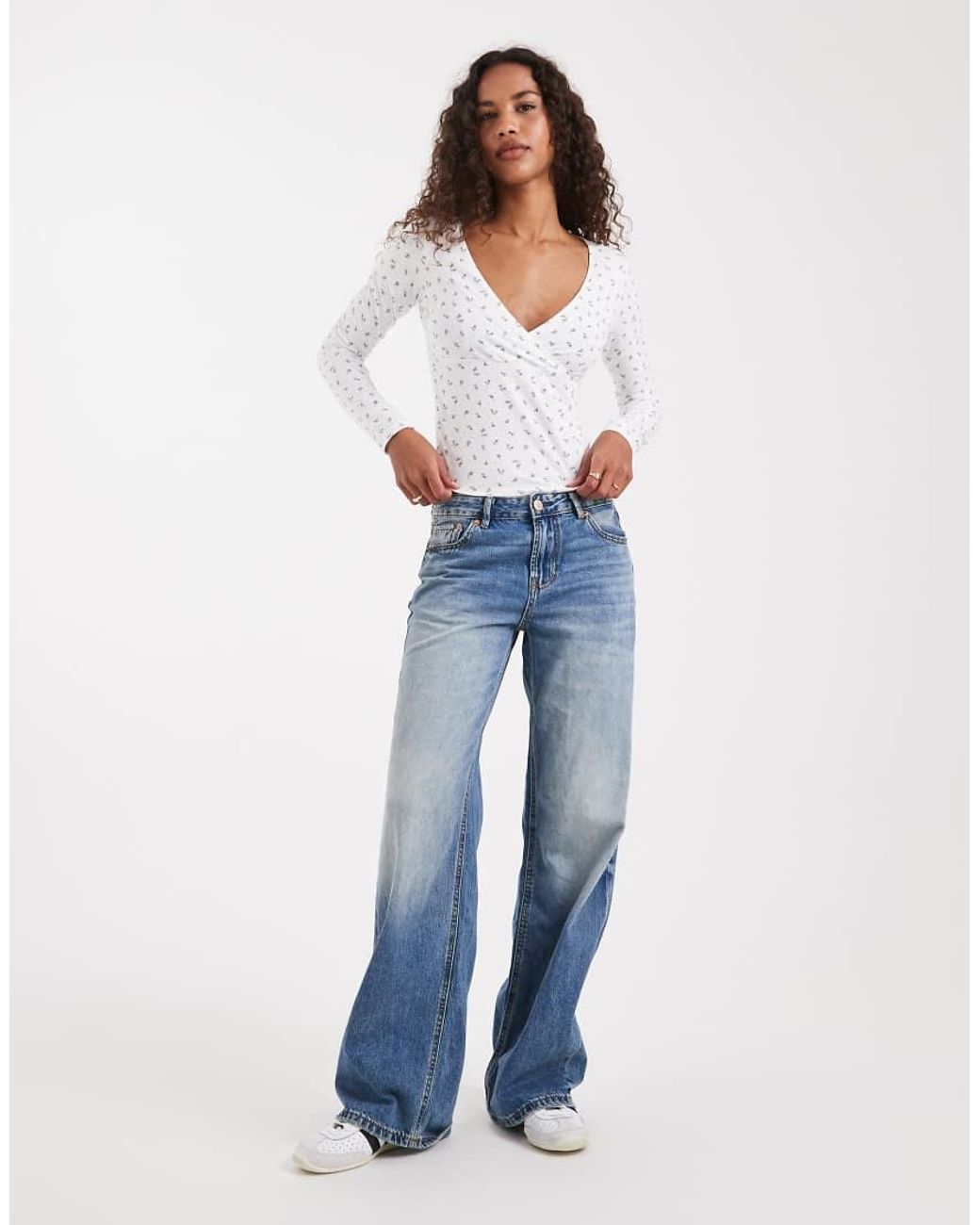 Hollister White Long Sleeve Wrap Top