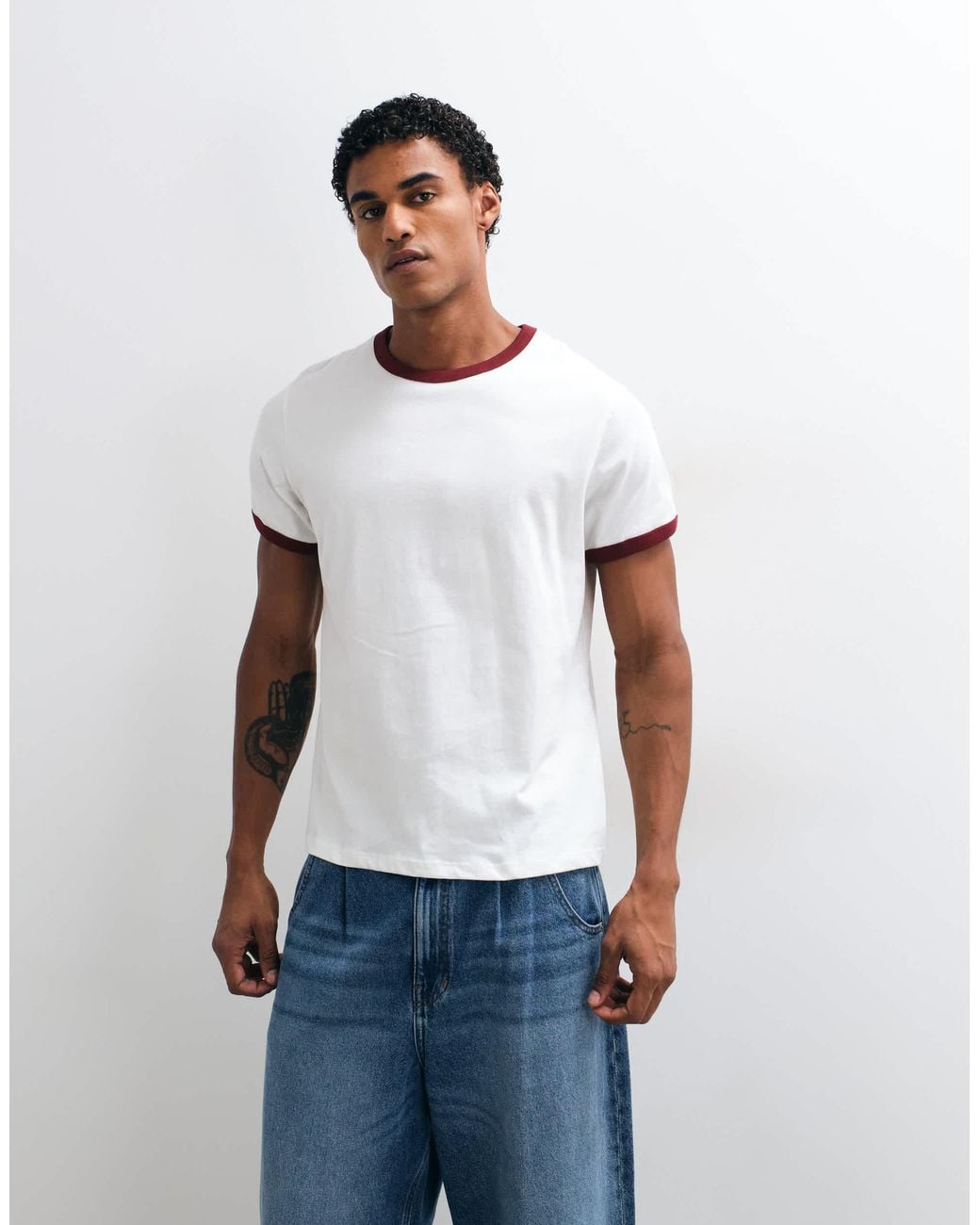 Weekday White Ringer T-shirt for men