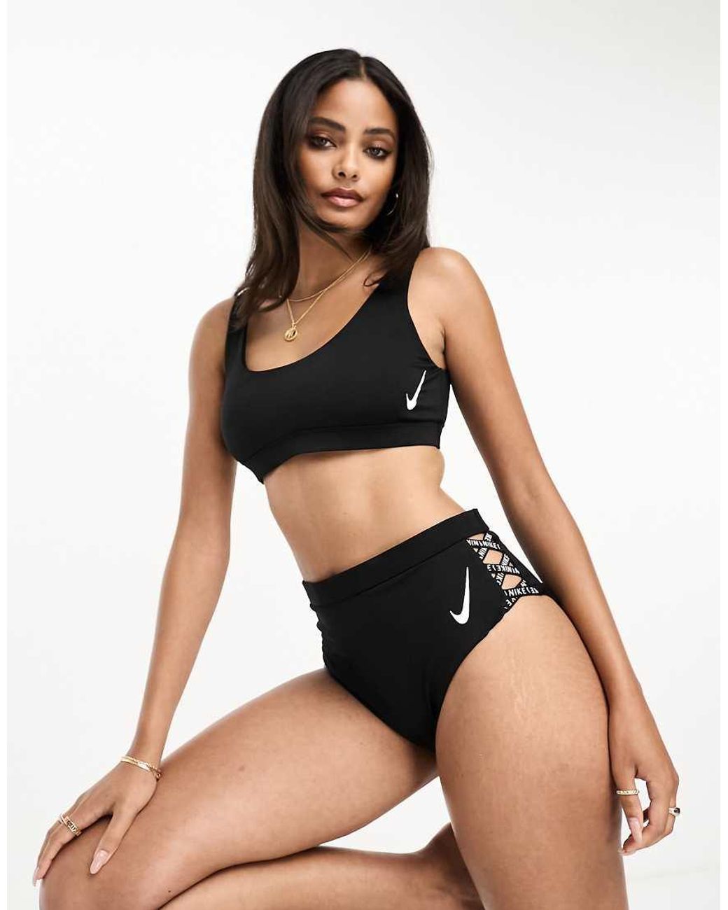 Nike Black Nike Icon Sneakerkini High Waist Cheeky Bikini Bottoms