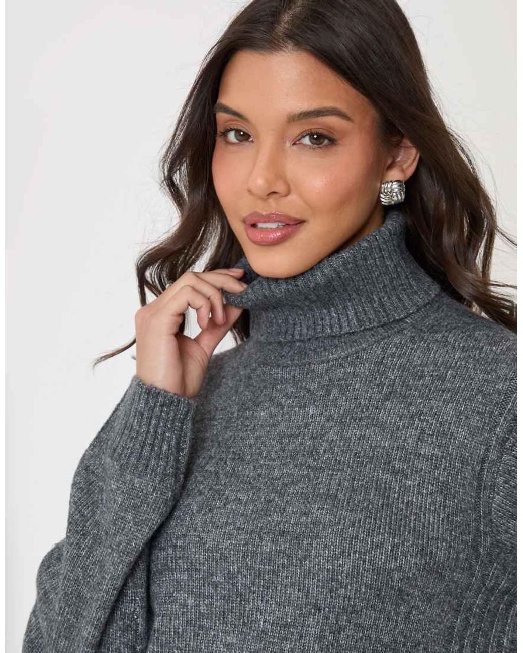 Threadbare Gray Turtle Neck Mini Jumper Dress