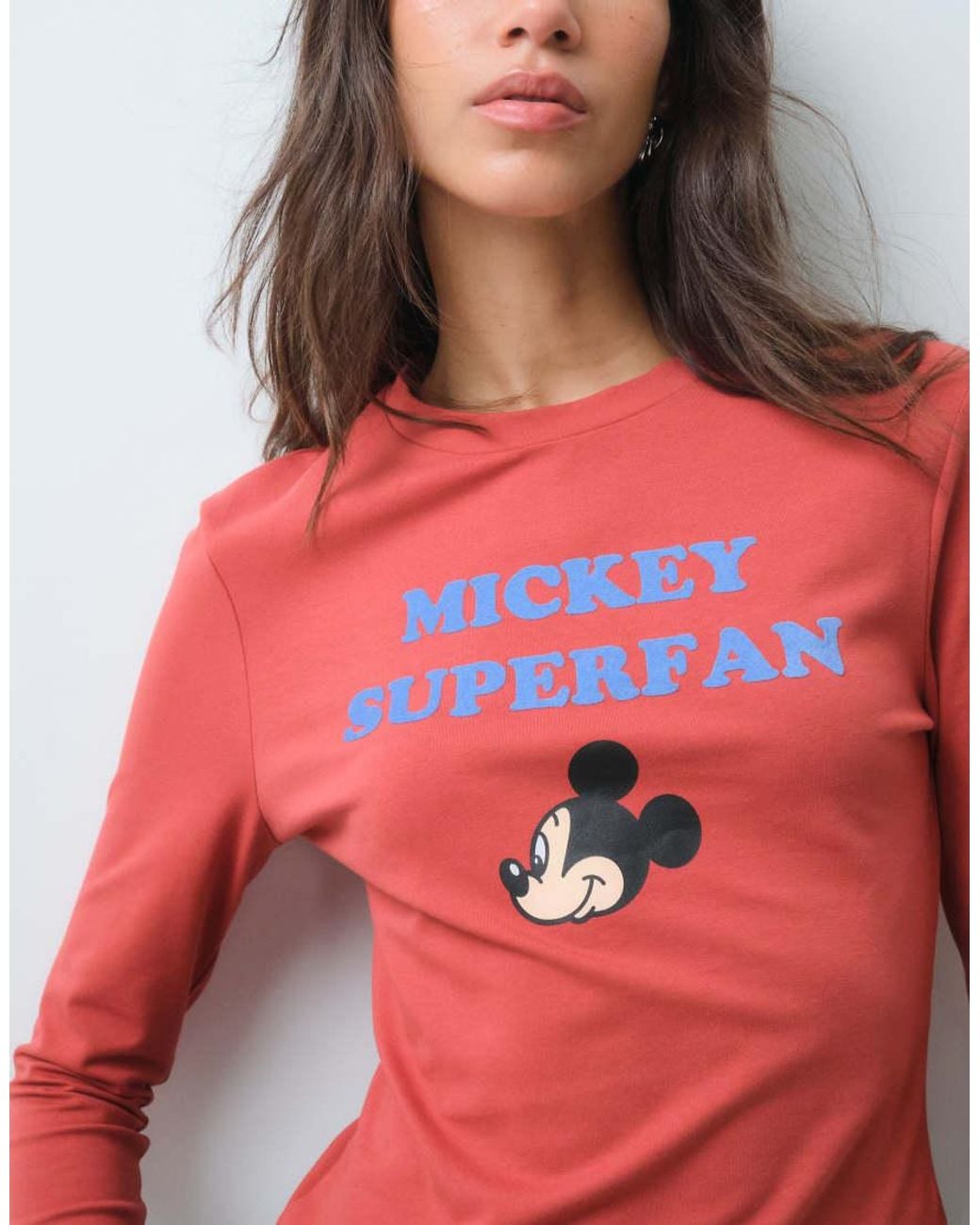 ASOS Blue Disney Baby Tee 3/4 Sleeve With Mickey Super Fan Print