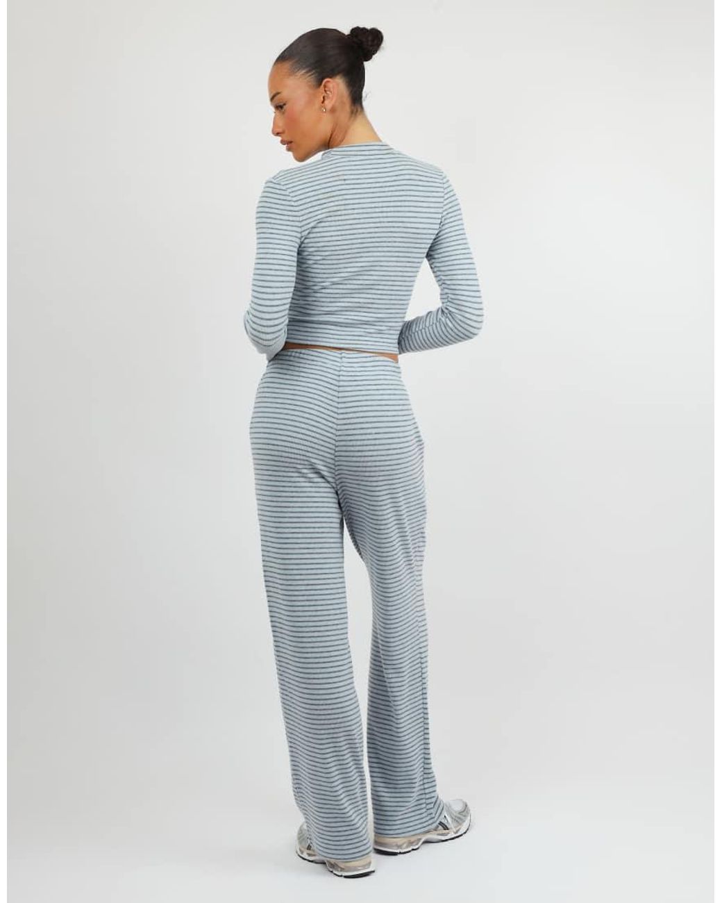 SIMMI Blue Monique Soft Stripe Fine Ribbed Long Sleeve Top