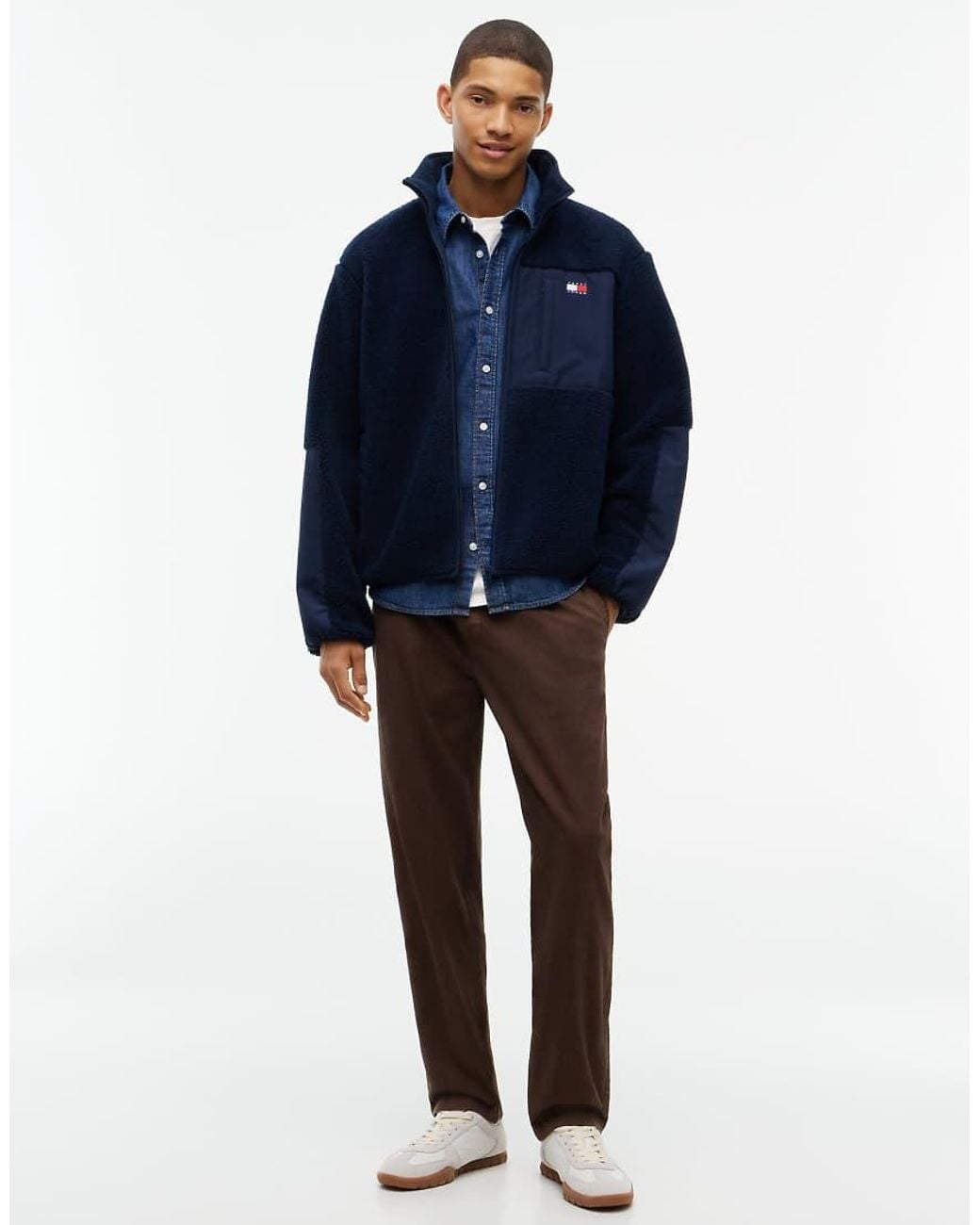 Tommy Hilfiger Blue Mixed Texture Teddy Fleece Jacket for men