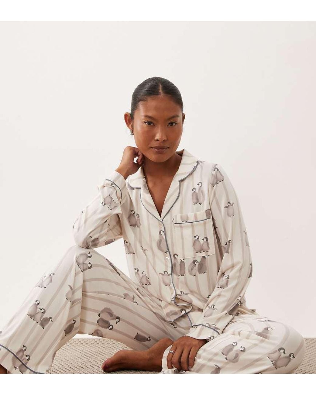 Chelsea Peers Natural Super Soft Button Up Pyjama Set