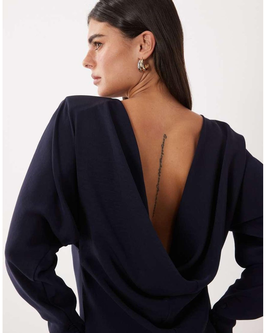 ASOS Blue Batwing Mini Dress With Cowl Back
