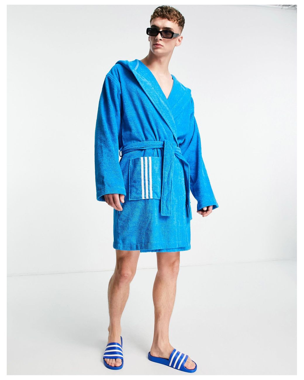 adidas Originals Adidas Sportswear Bathrobe With Three Stripes in Blue for  Men | Lyst Australia