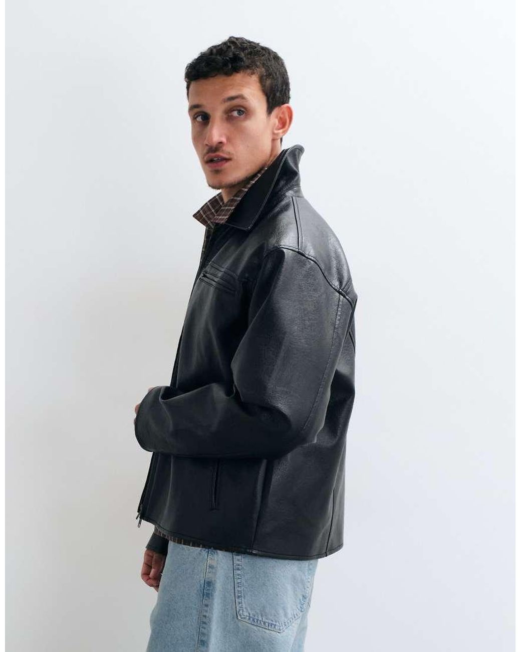 Colt MCR Blue Colt Bully Faux Leather Zip Through Jacket for men