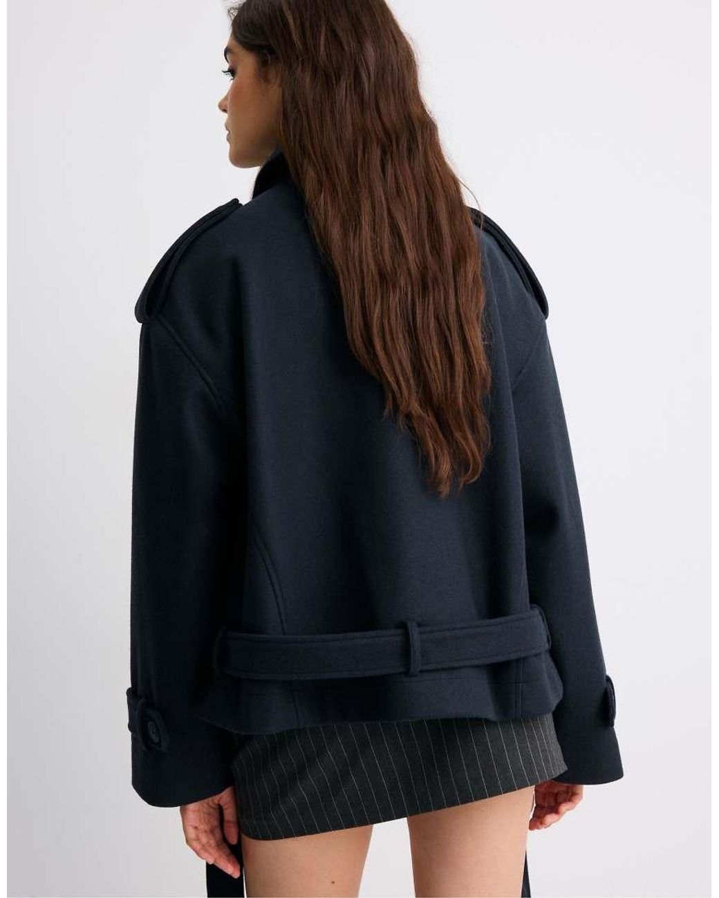 Stradivarius Black Soft-touch Oversize Trench Coat