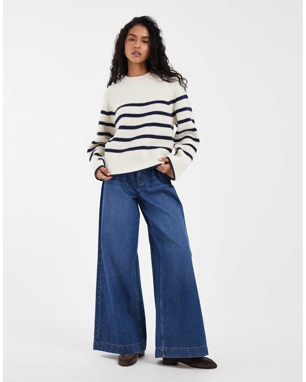 Levi's White Frida Knitted Striped Jumper
