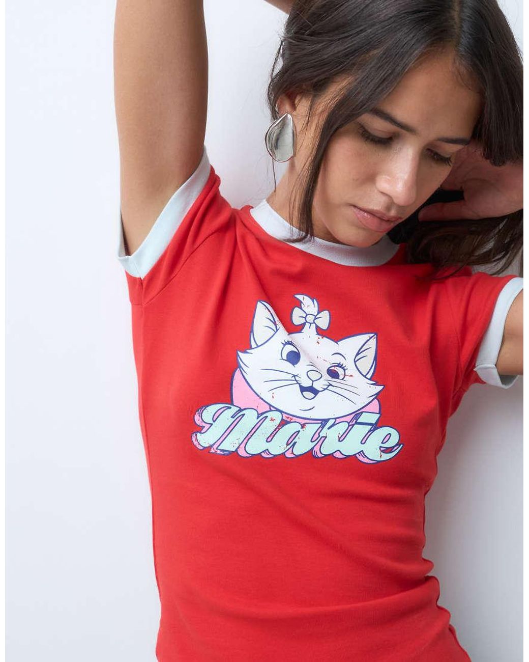 ASOS Blue Disney Ringer Baby Tee With Marie Print