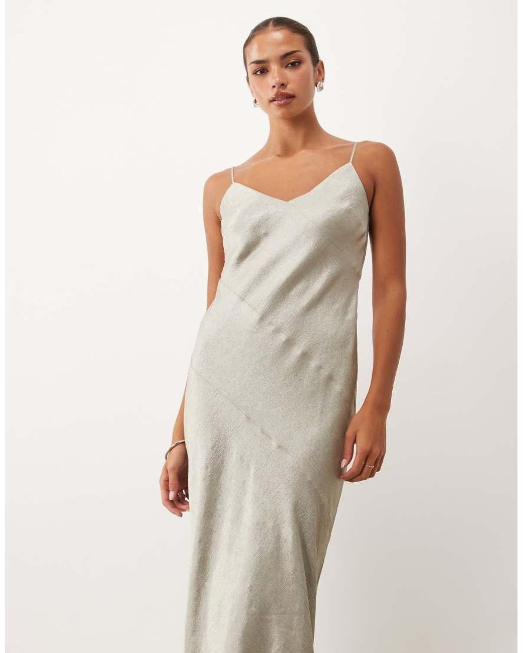 Nobody's Child Natural V-Neck Cami Slip Midi Dress