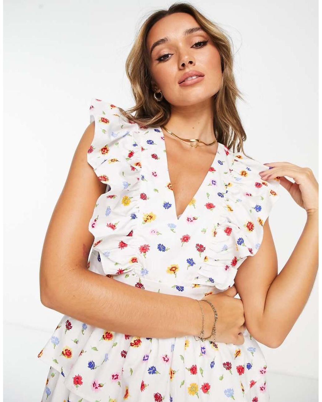 Y.A.S White Frill Detail Maxi Dress