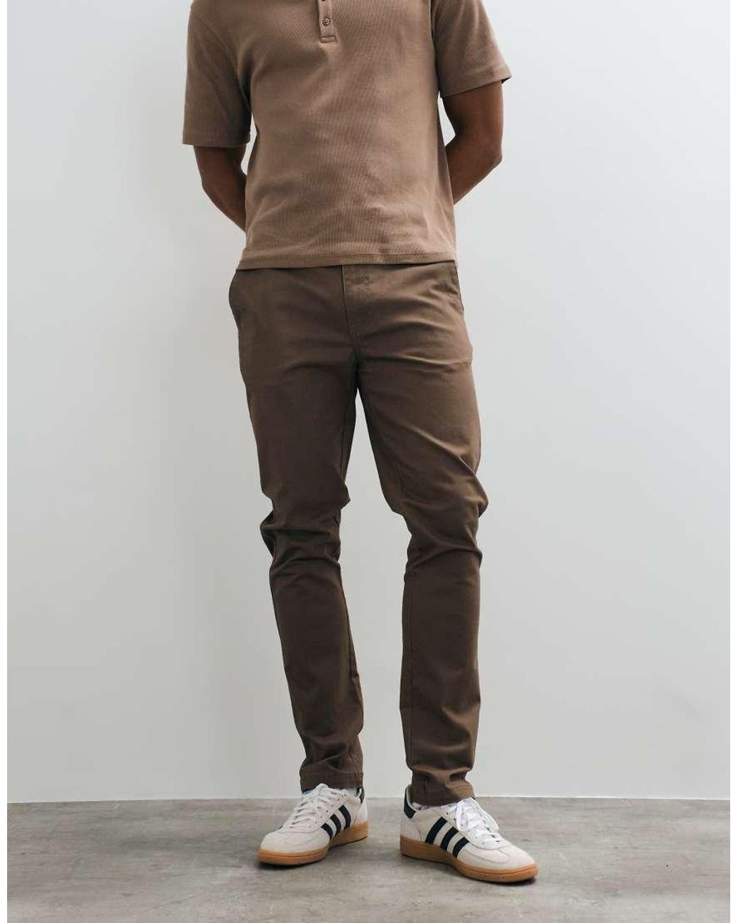 Threadbare Brown Slim Leg Pants for men