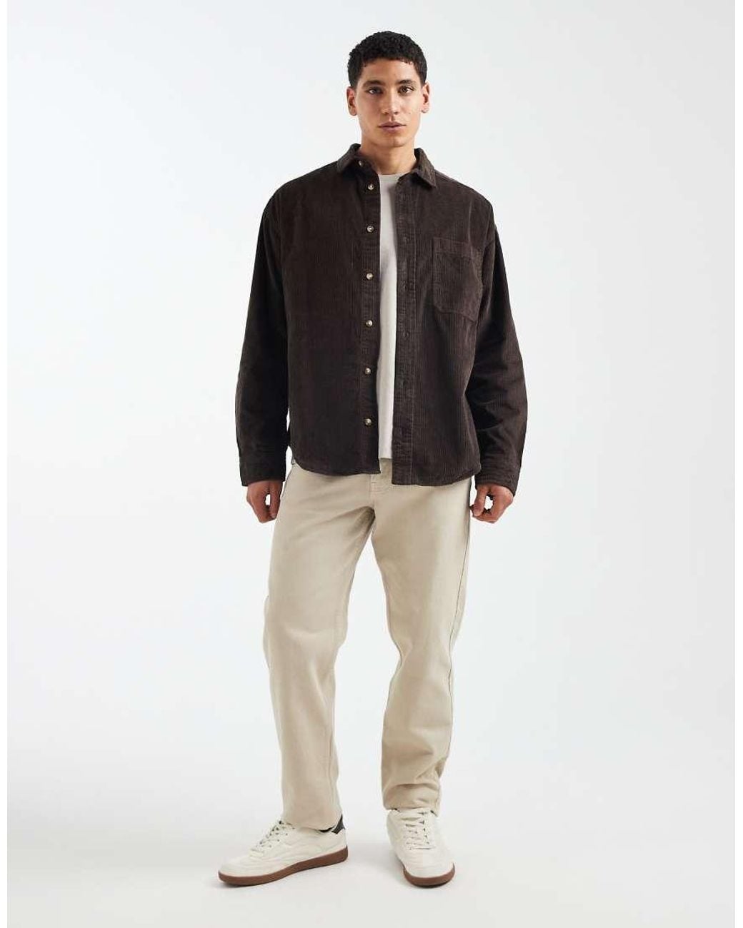 ASOS Brown Oversized Cord Shirt for men
