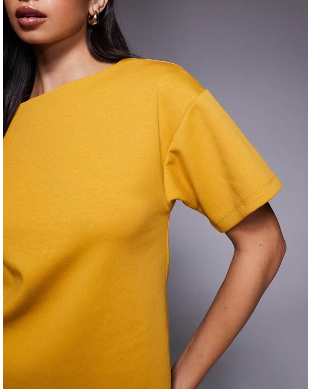 ASOS Orange Boat Neck Half Sleeve Fitted Top