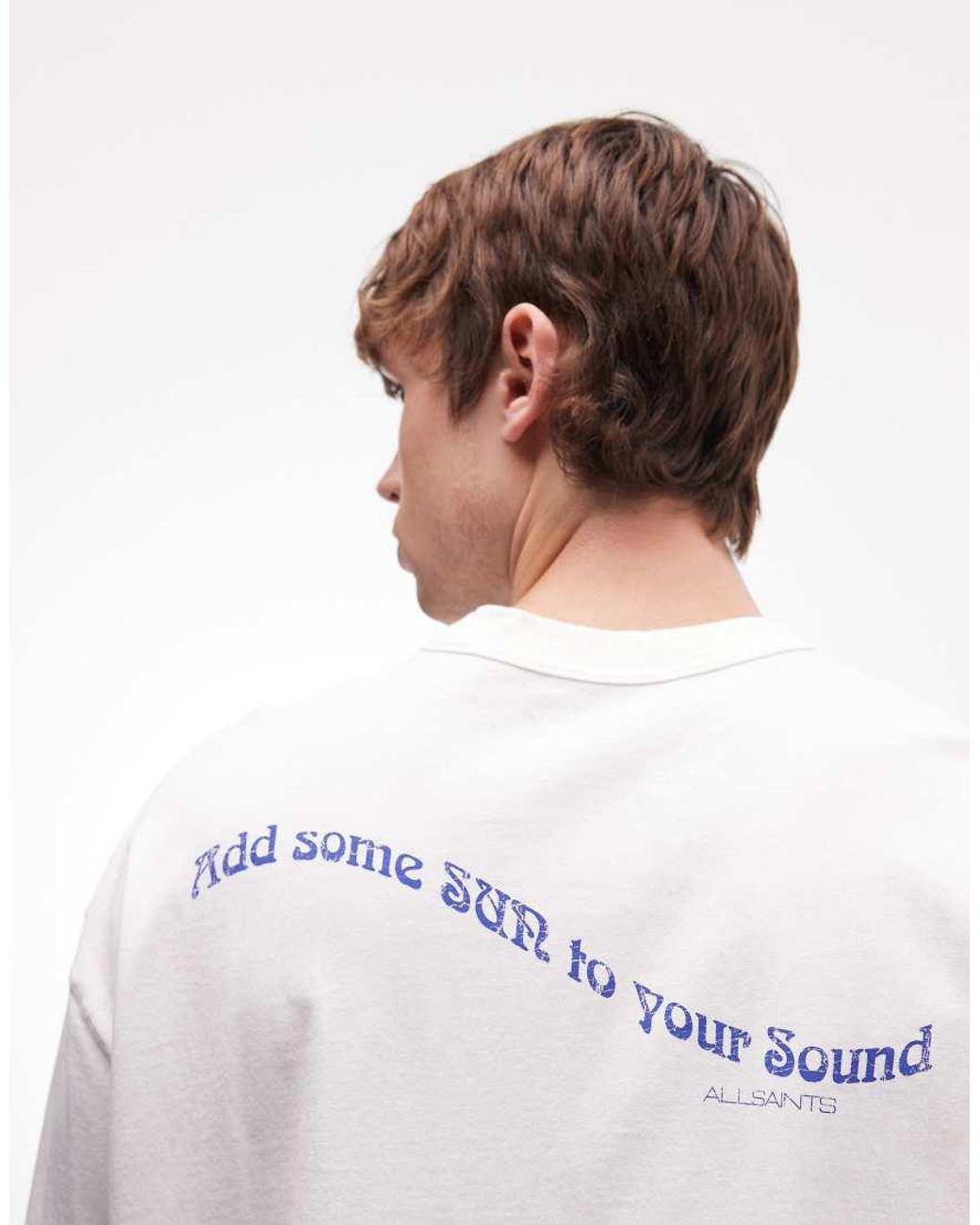 AllSaints White Spun Out Short Sleeve Graphic Logo T-Shirt With Back Print for men