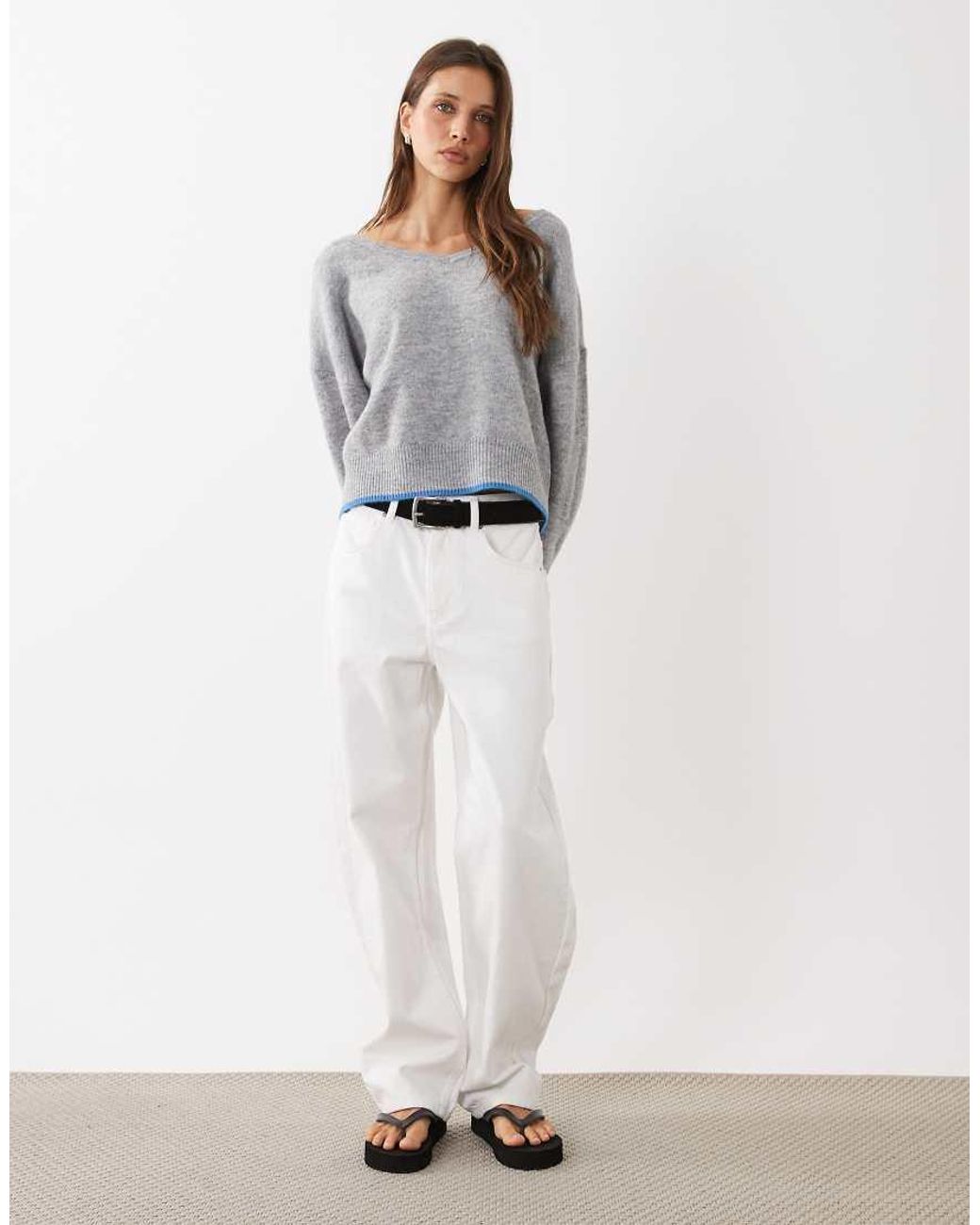 Cotton On Gray Luxe V Neck Knit