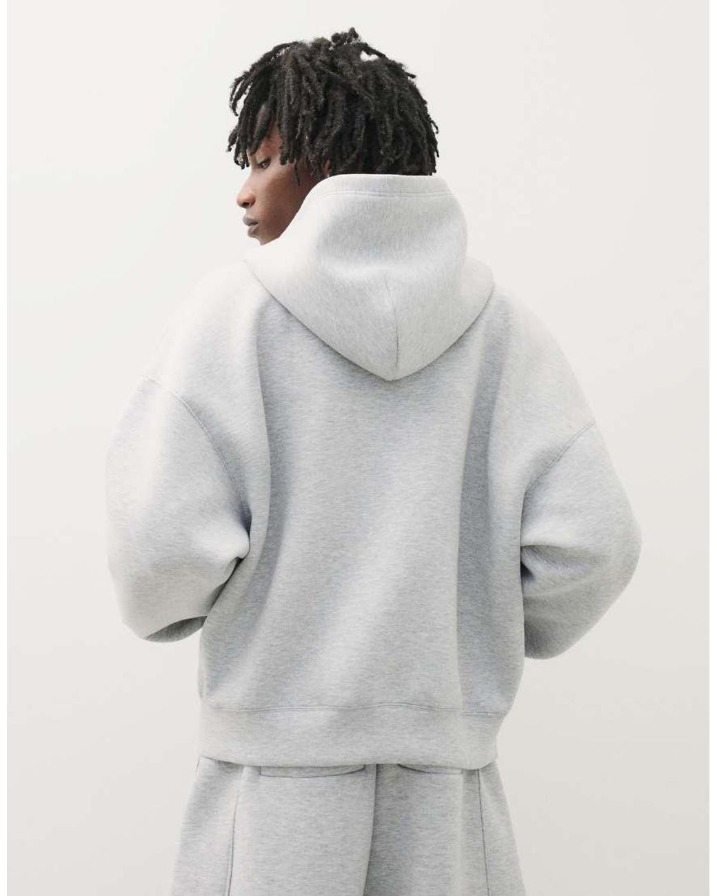 Bershka Gray Technical Zip-through Hoodie for men