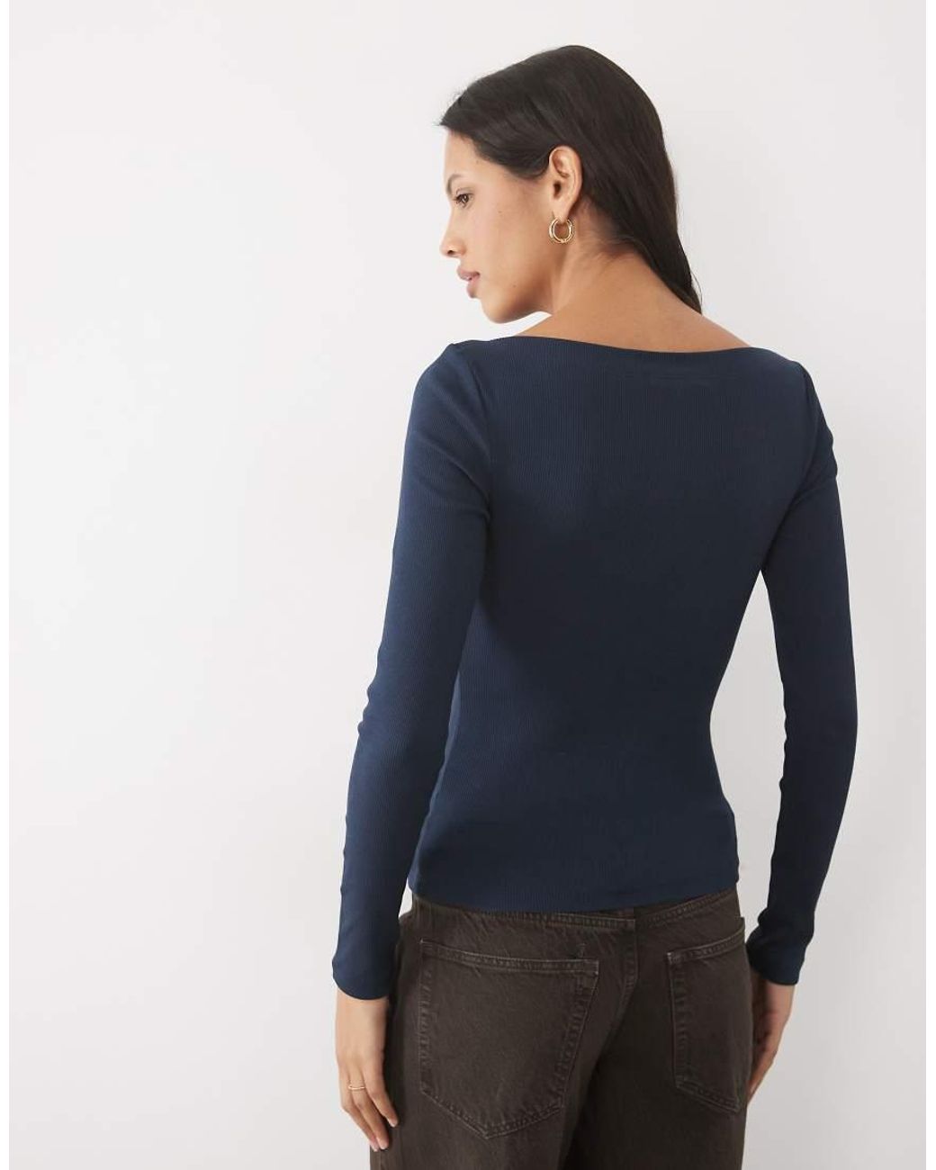 New Look Blue Boat Neck Long Sleeve Top