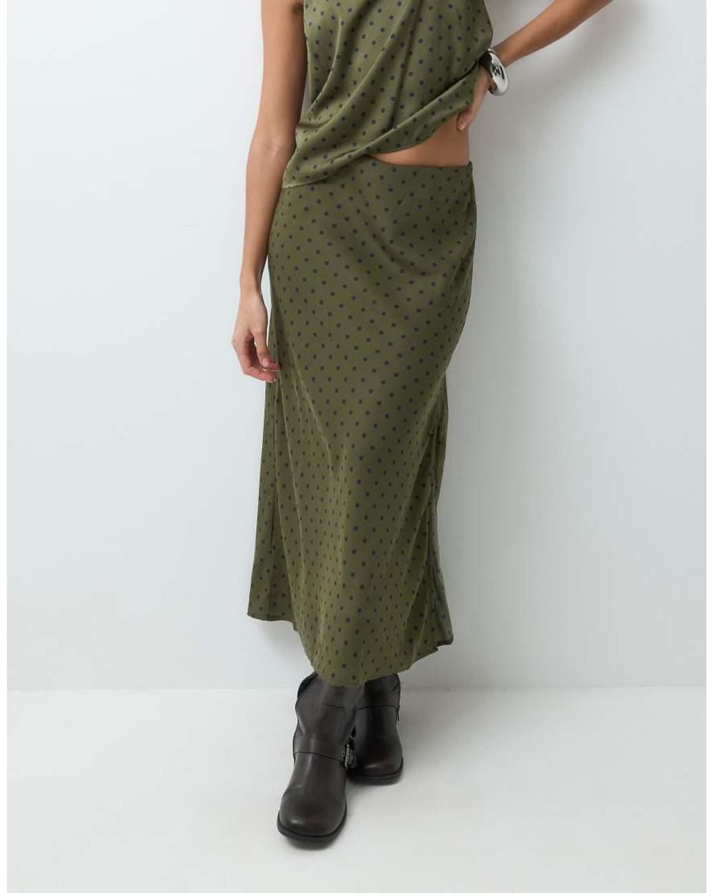 Gap Green Satin Maxi Skirt