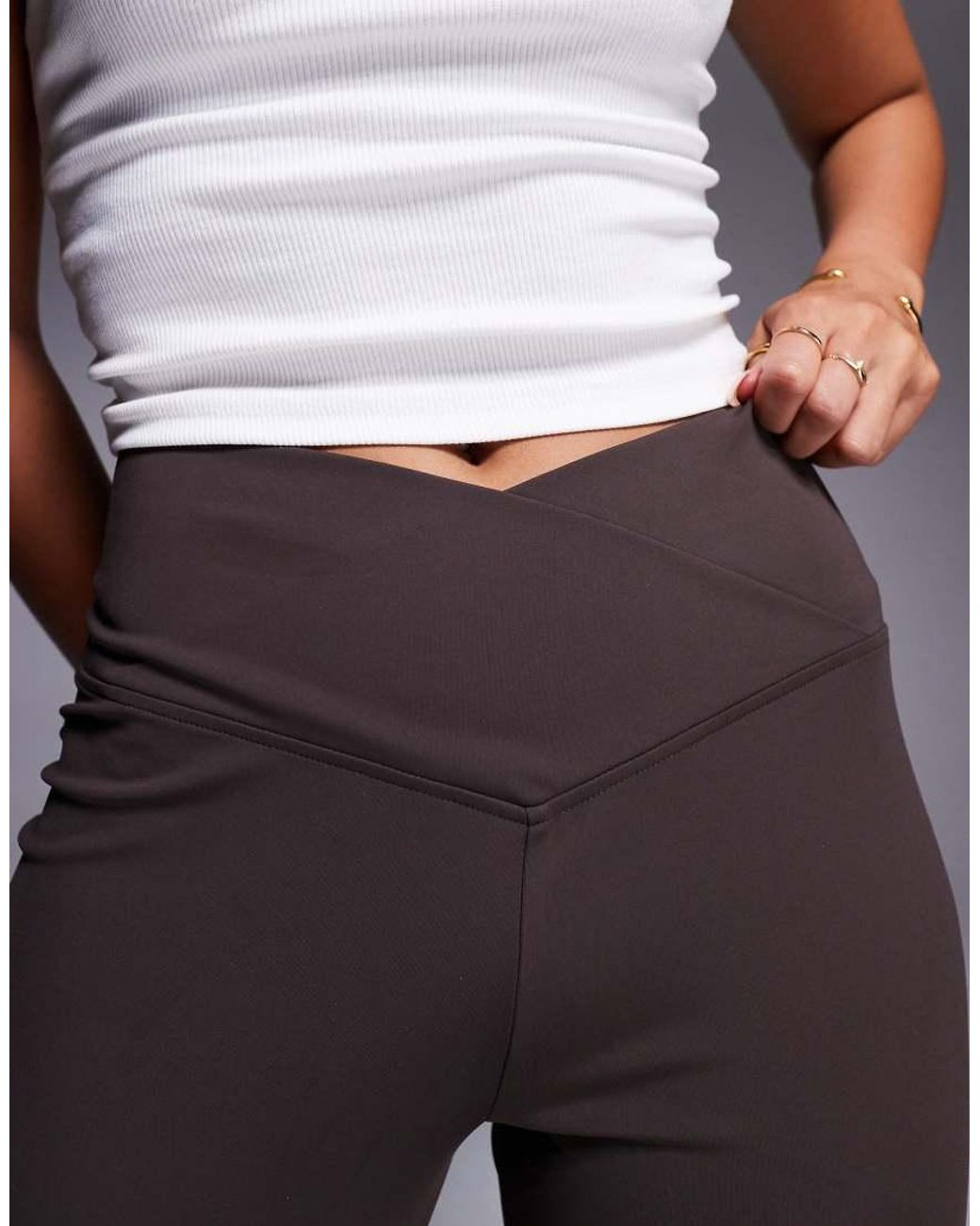 ASOS Gray Sculpting Cross Front Flare Pants