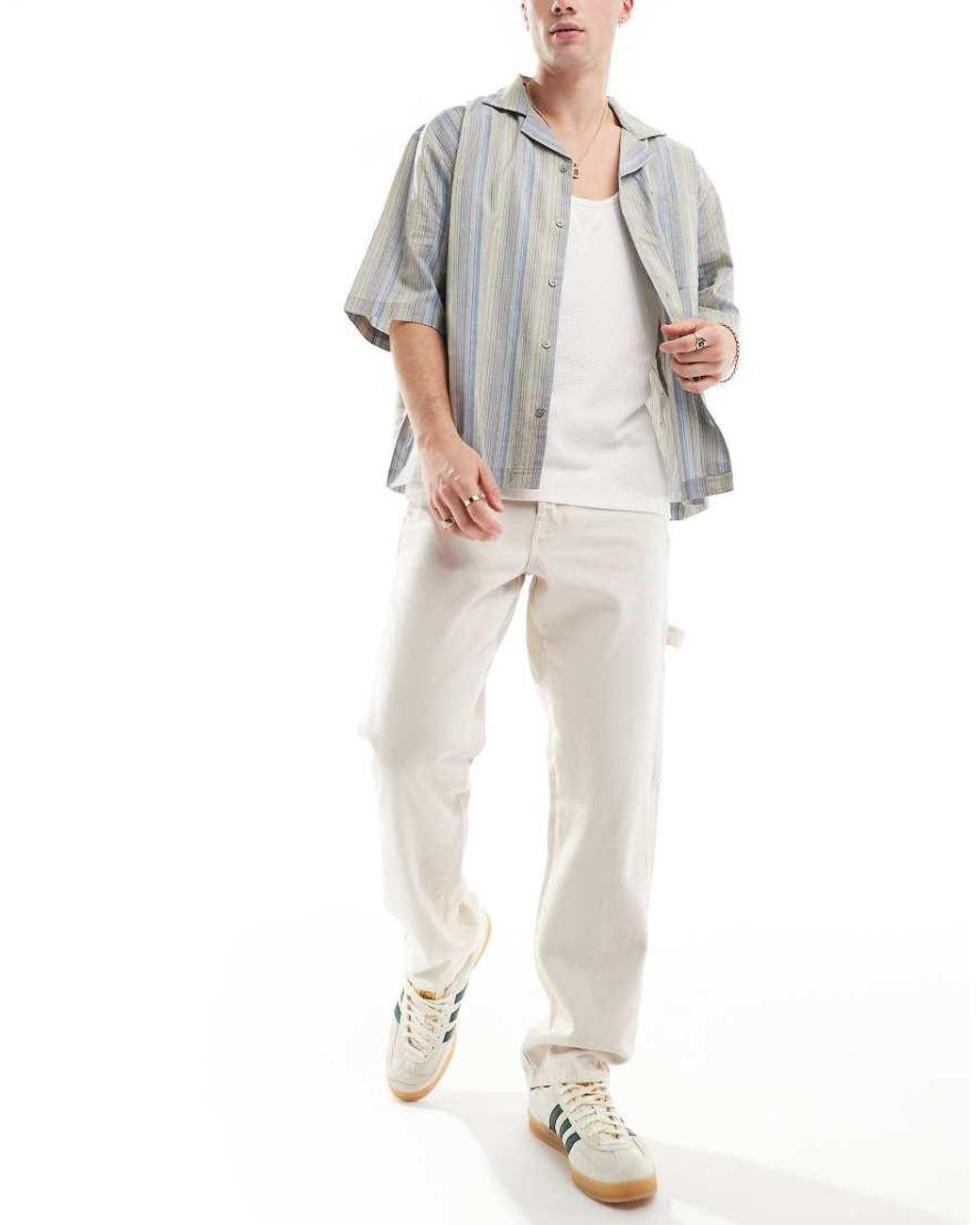 Only & Sons White Edge Straight Fit Carpenter Jeans for men