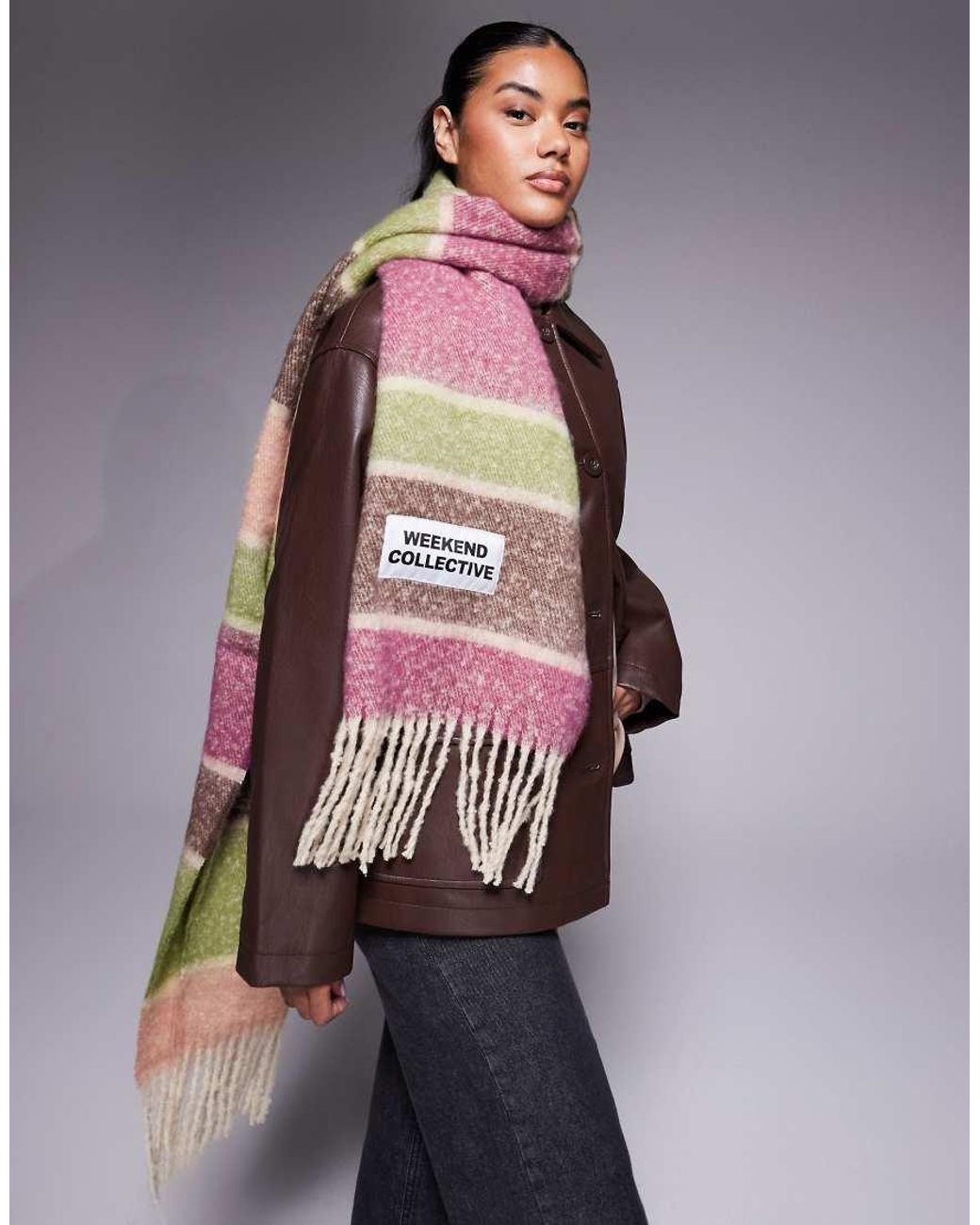 ASOS Weekend Collective Oversized Stripe Scarf With Woven Label in ...