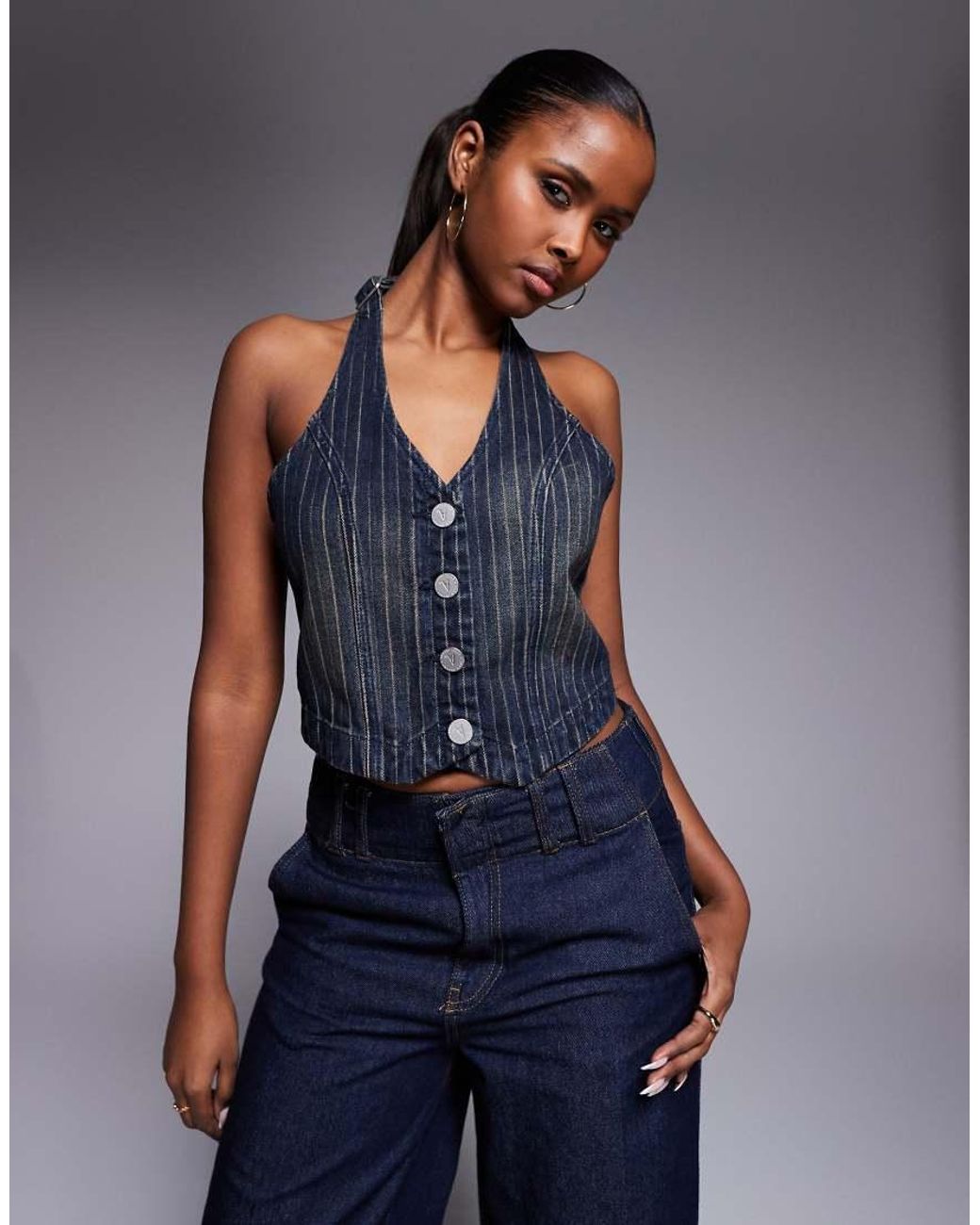 Abrand Jeans Blue Abrand Cropped Denim Waistcoat