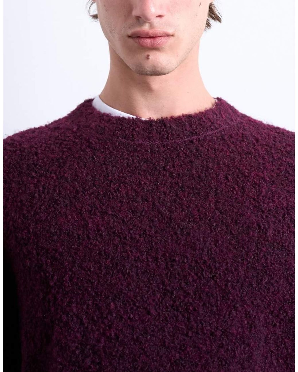 Topman Purple Relaxed Fit Boucle Jumper for men