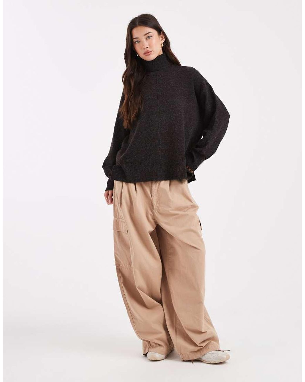 Vero Moda Black Knitted Roll Neck Jumper With Volume Sleeve