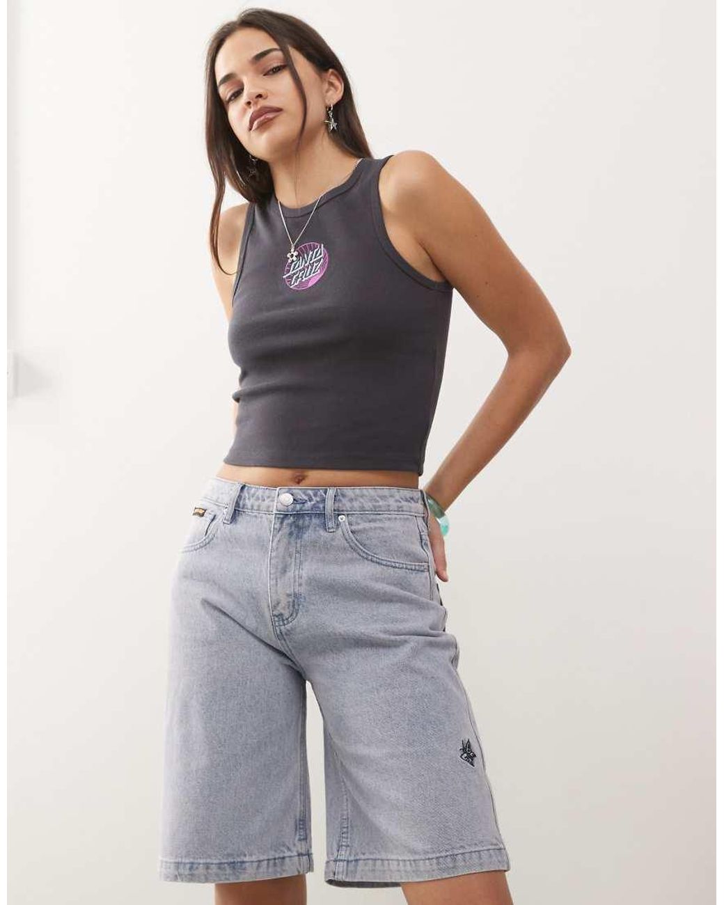 Santa Cruz Purple Flutter Flash Loose Denim Shorts