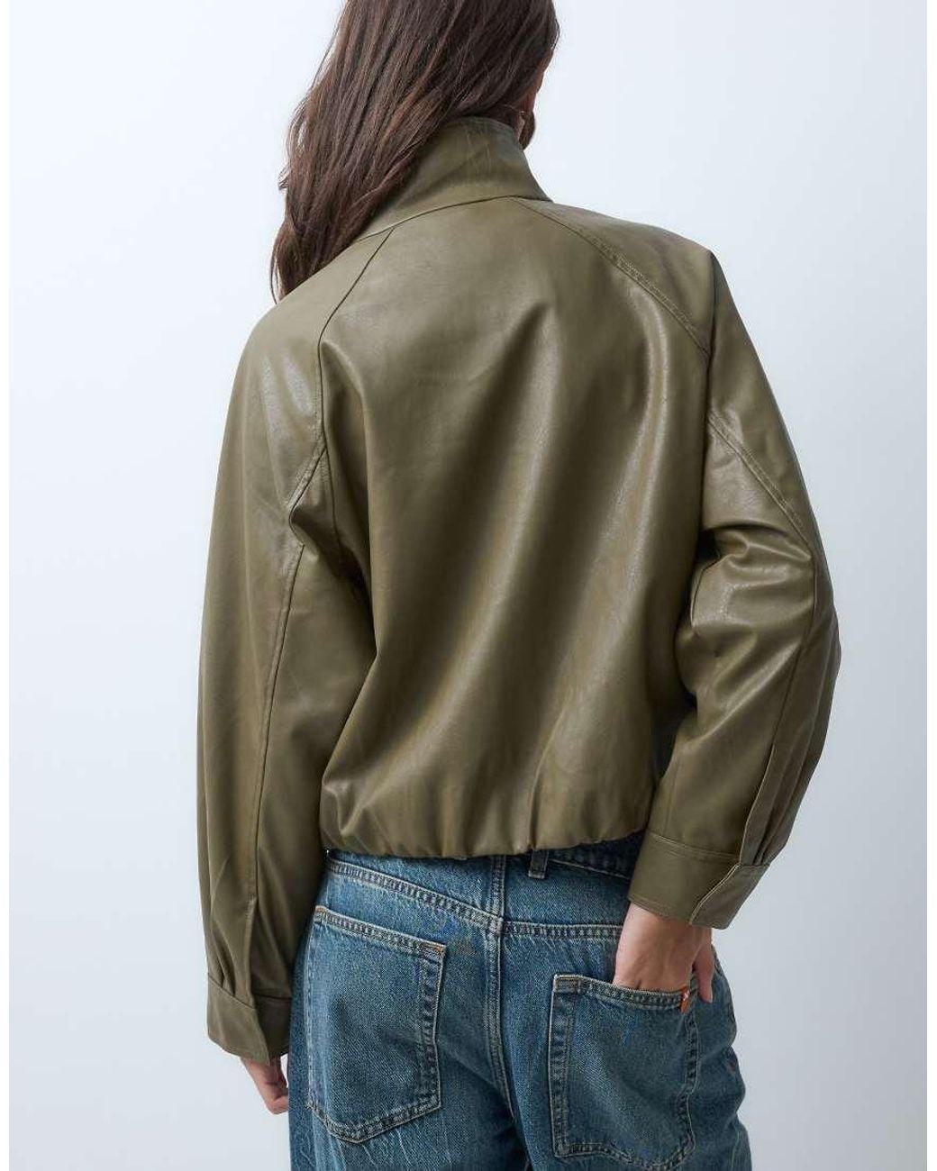 JJXX Blue Faux Leather Funnel Neck Jacket
