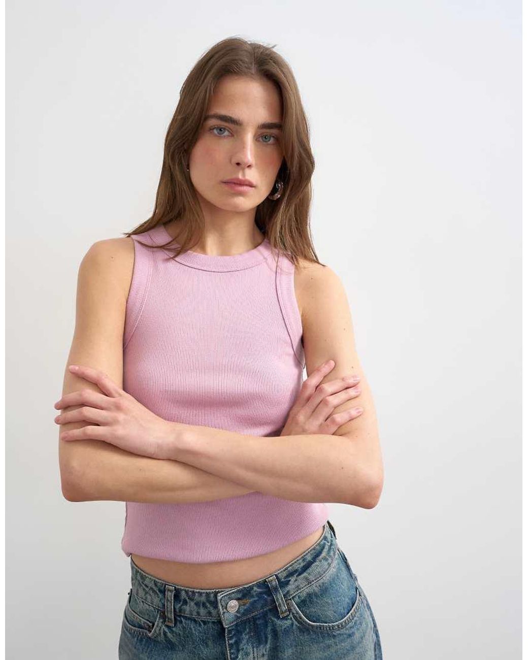 TOPSHOP Purple Rib Racer Vest