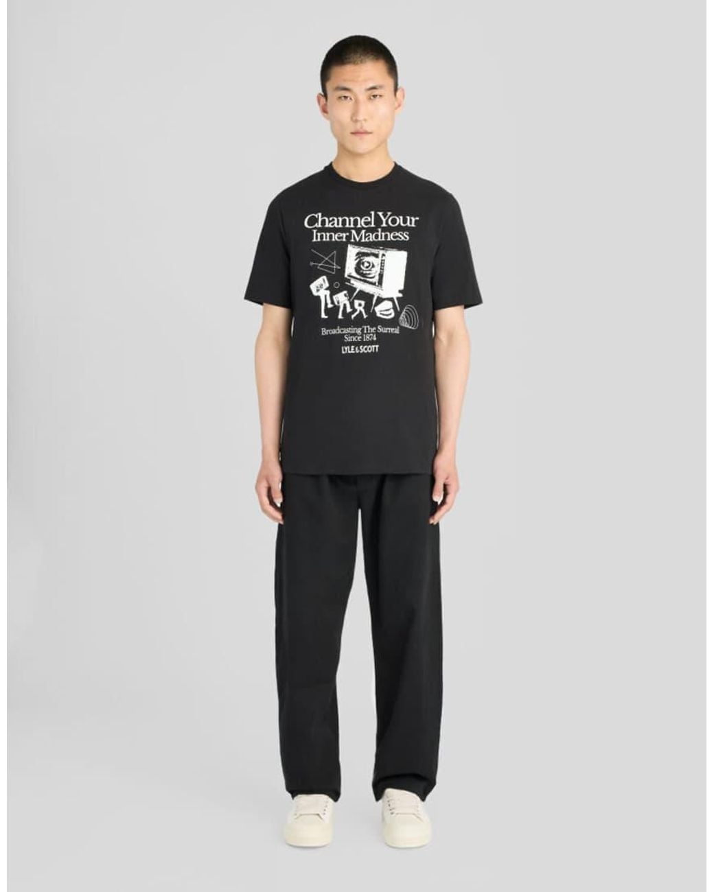 Lyle & Scott Black Ls T-Shirt Tv Channel Graphic T-Shirt for men