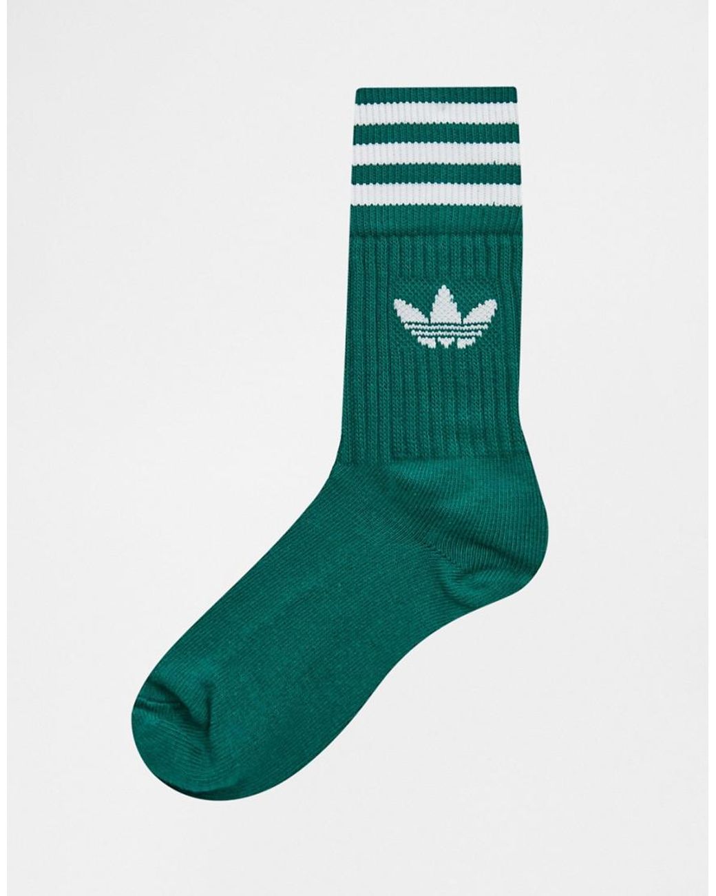 adidas Originals Cotton 3 Pack Solid Crew Socks In Green | Lyst