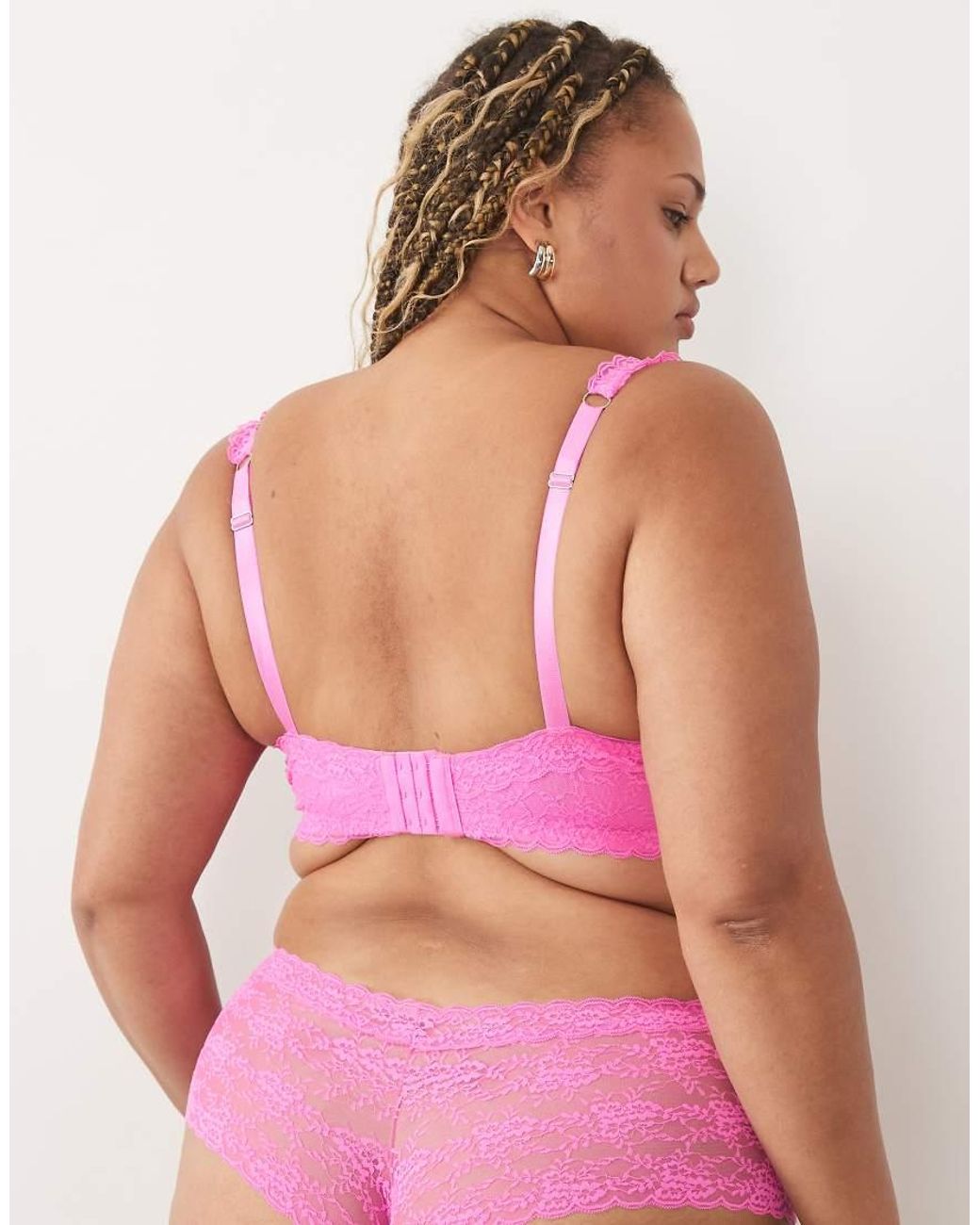 ASOS Pink Asos Design Curve Lucinda Lace Balcony Bra With Lace Trim