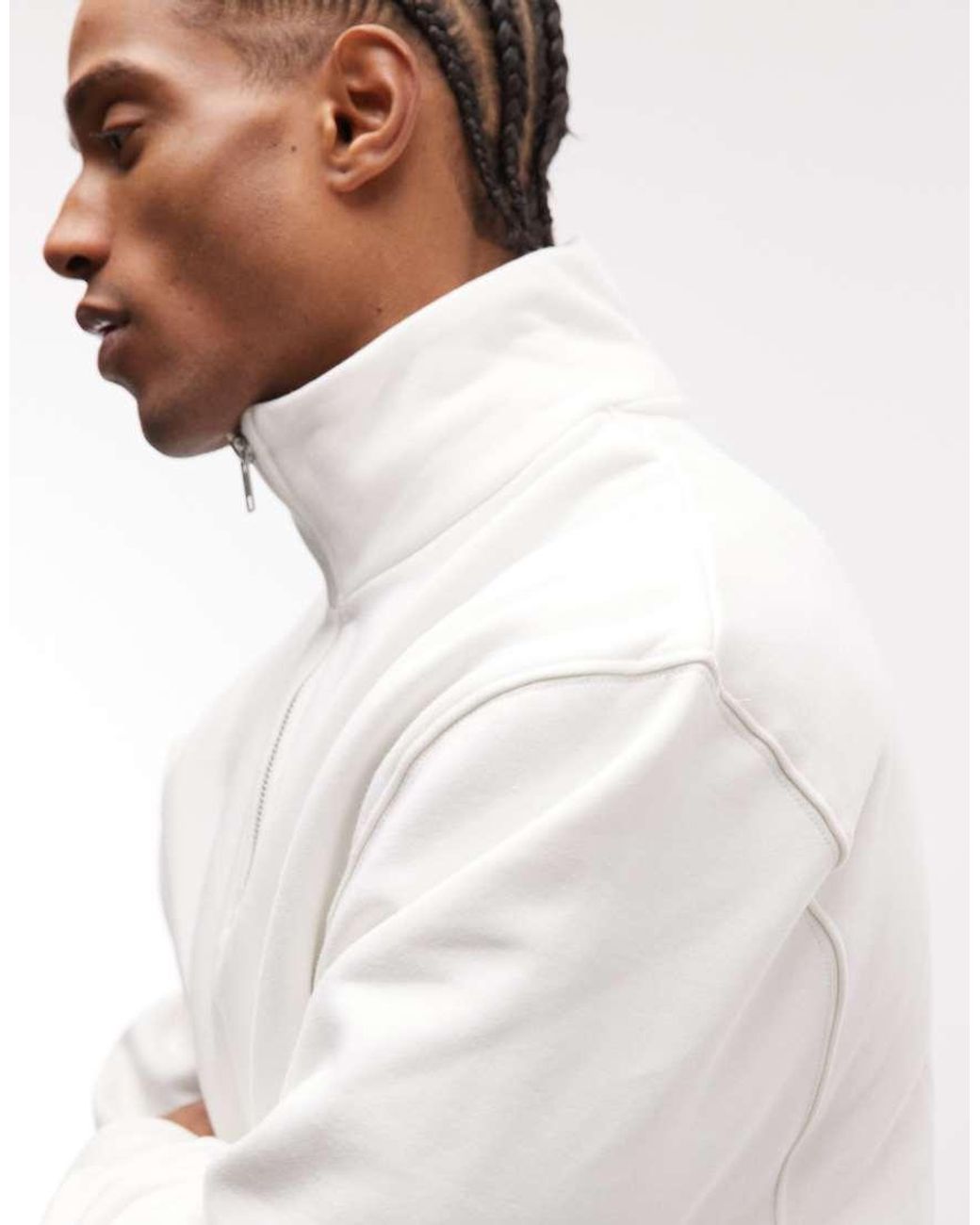 ASOS Gray Premium Heavyweight Oversized Quarter Zip Sweatshirt for men