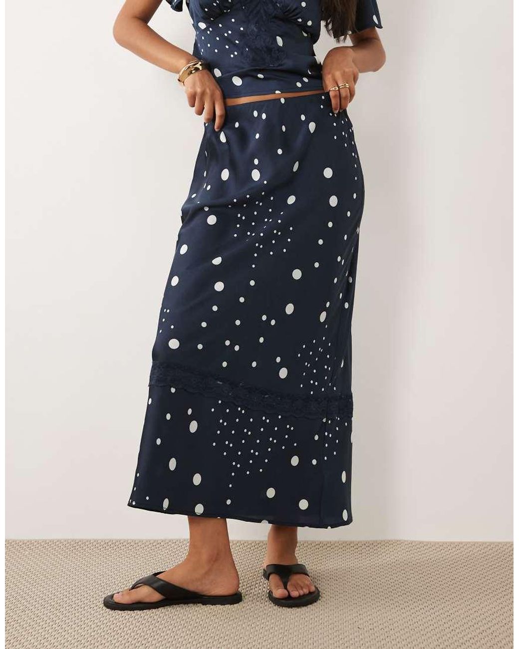Wednesday's Girl Blue Midaxi Satin Skirt