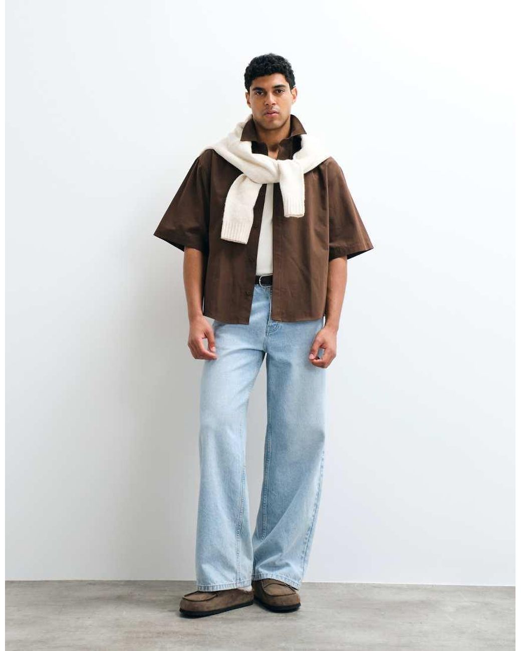 ASOS Brown Oversized Poplin Shirt for men