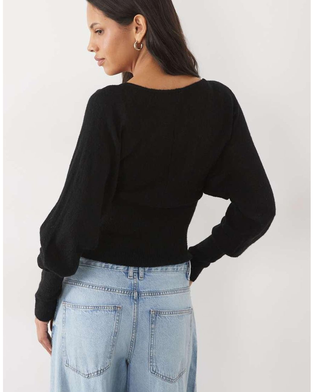 Cotton On Black Feather V Knit Top