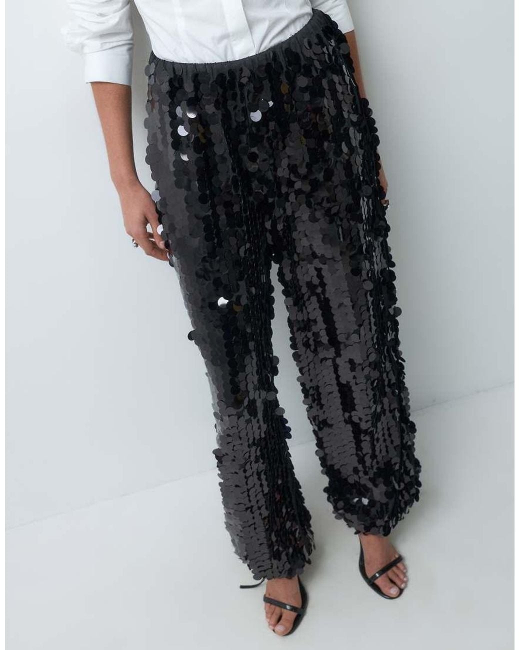 Never Fully Dressed Gray Disc Sequin Elasticated Waist Balloon Trouser