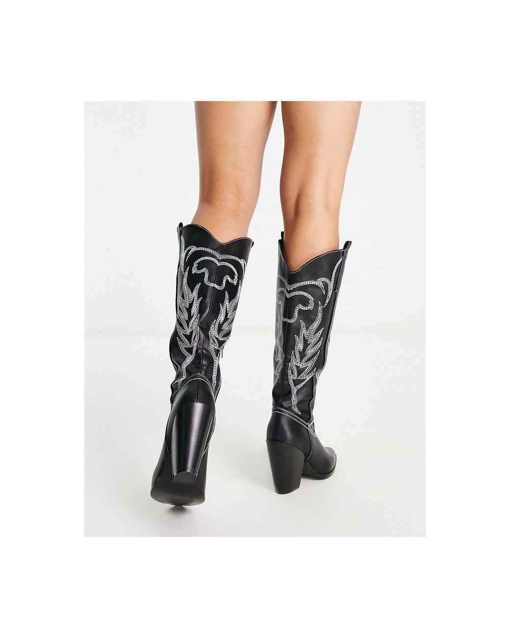Black embroidered boots online