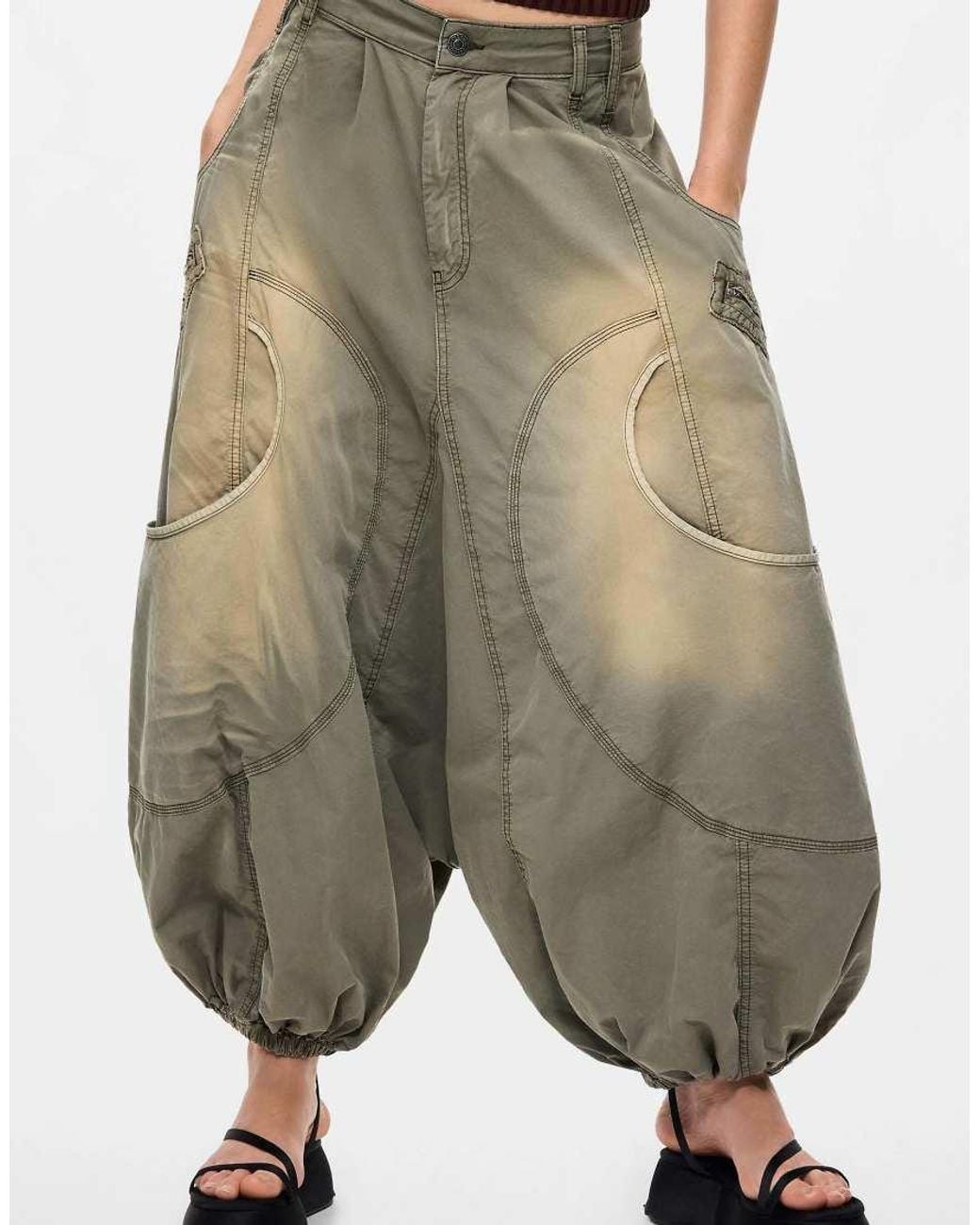 Desigual Gray Fluid Cargo Pants