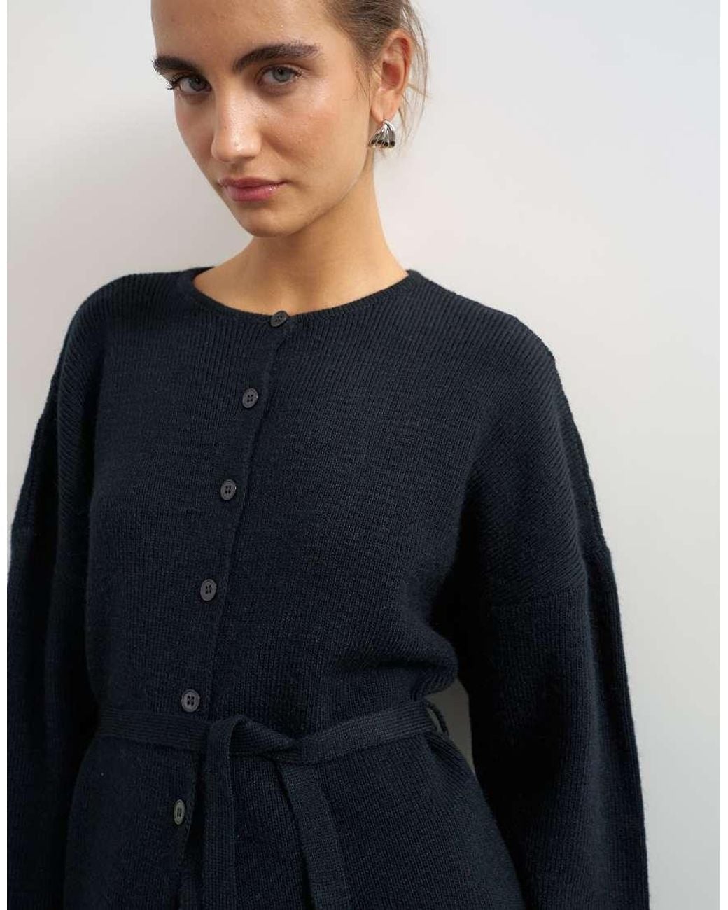 TOPSHOP Blue Knitted Tie Back All Needle Cardigan