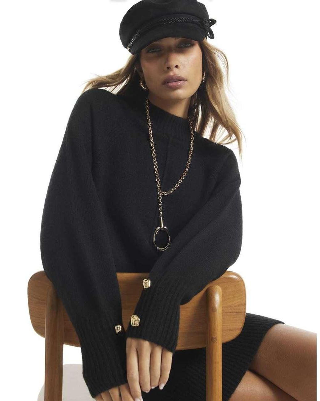 River Island Black Cosy Jumper Dress