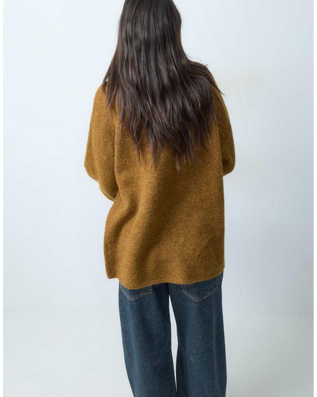 ASOS Brown Relaxed Fluffy Jumper With Wool