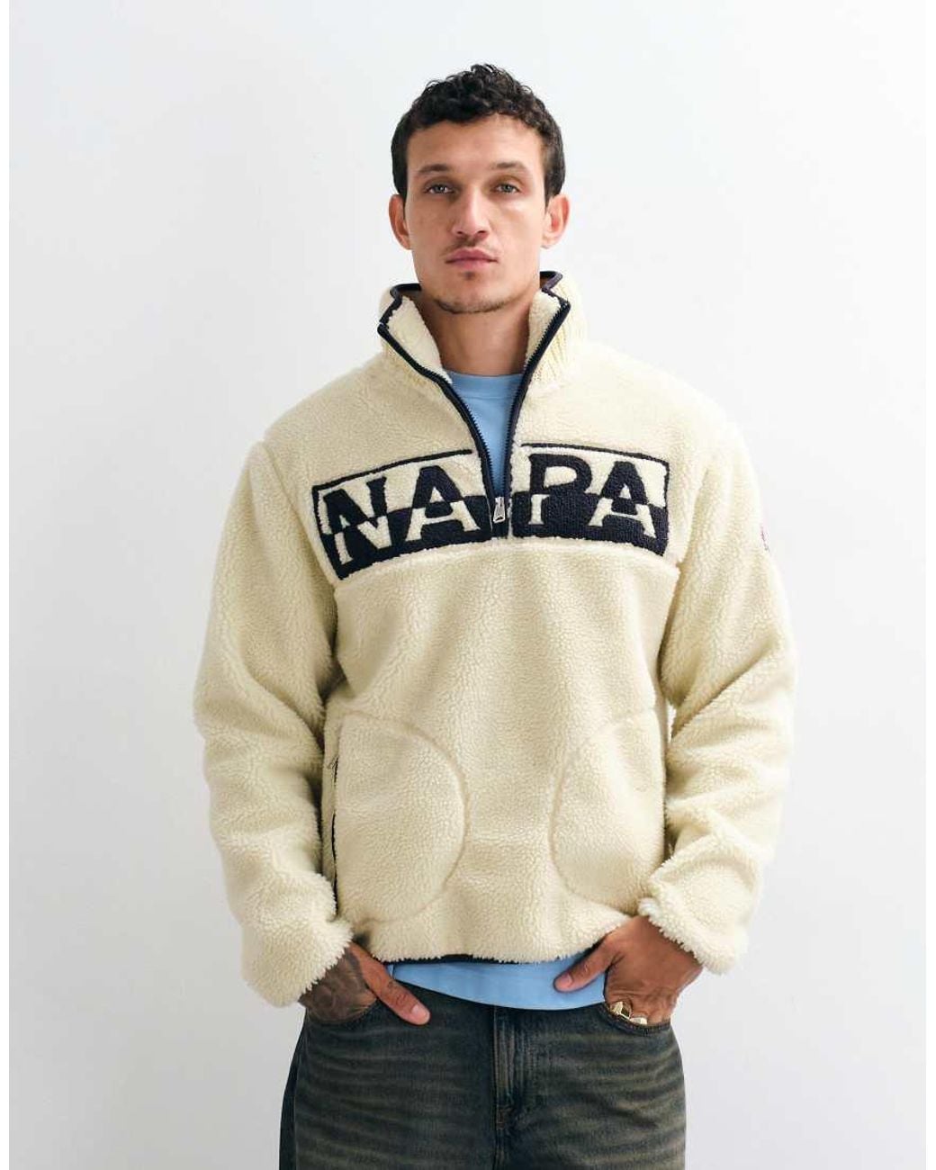 Napapijri Natural Box Logo Half Zip Fleece for men
