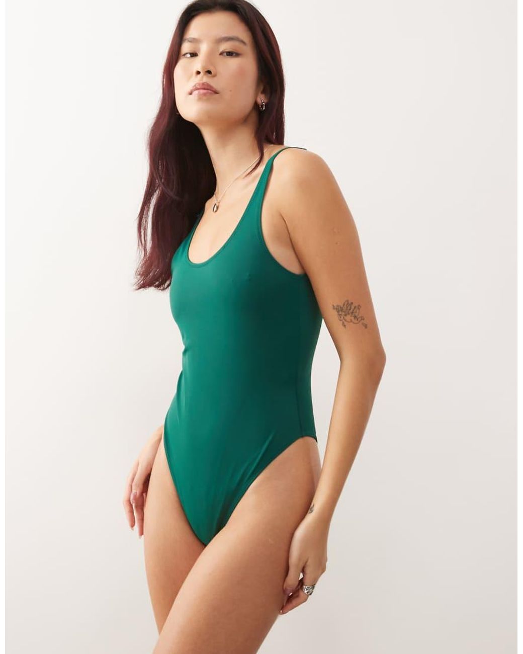 Weekday Green Low Back High Cut Swimsuit